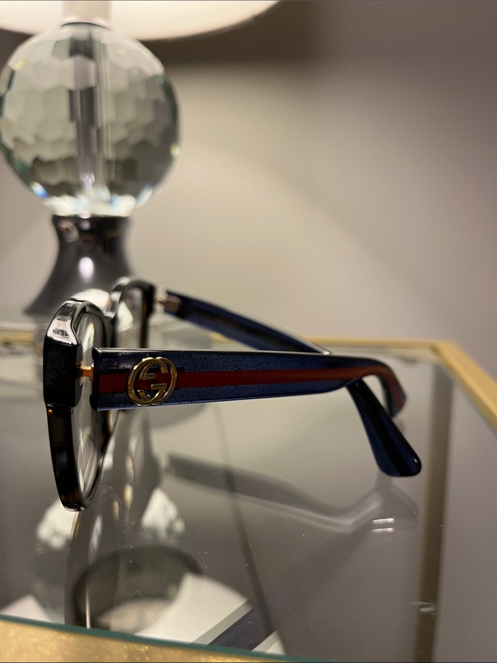 Gucci Navy & Red Acetate Glasses